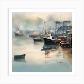 Boats In The Harbor Art Print