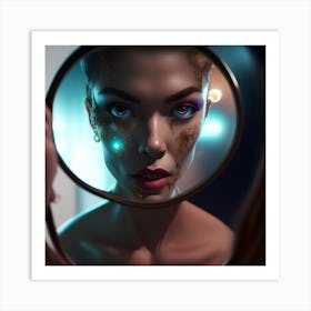 Girl In A Mirror Art Print