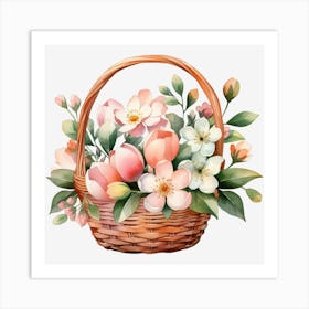 Basket Of Flowers Art Print