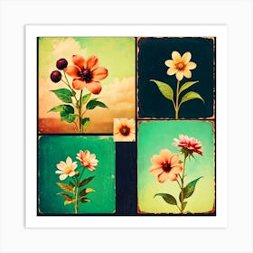 Collage Of Flowers, Surrealist, Vintage Art Print