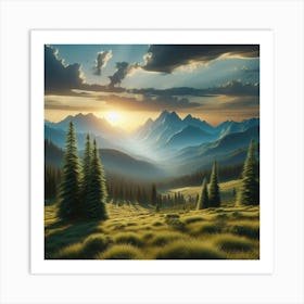 Sunset In The Mountains Art Print