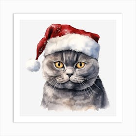 Santa Claus Cat 16 Art Print