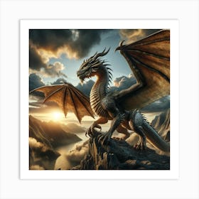 Dragon On The Cliff Art Print