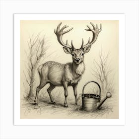 Deer Drawing 47 Art Print