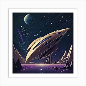 Spaceship In Space Art Print