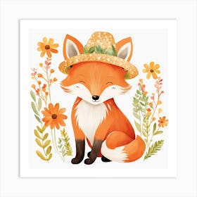 Floral Baby Fox Nursery Illustration (21) 1 Art Print