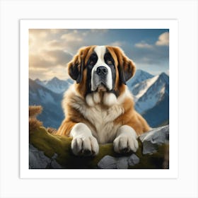 St Bernard Dog 86 Art Print