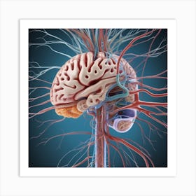 Human Brain With Blood Vessels 4 Art Print