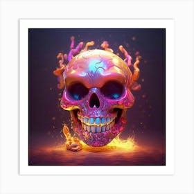 Skull With Flames 5 Art Print