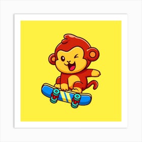 Monkey Skateboarding. Art Print