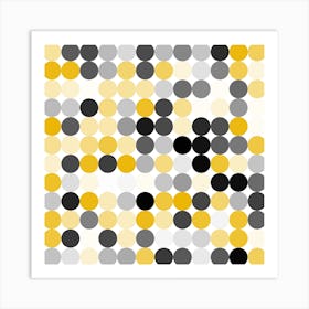 Yellow And Black Polka Dots Art Print