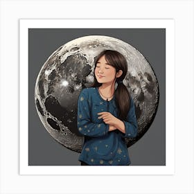 Girl On The Moon Art Print