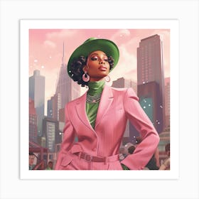 Woman In A Pink Suit 1 Art Print