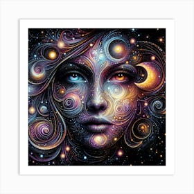 A mystical female face 1 Art Print