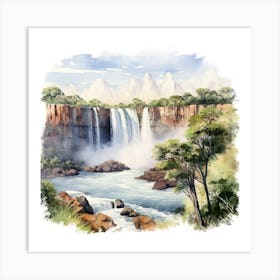 Watercolor Of A Waterfall 4 Art Print