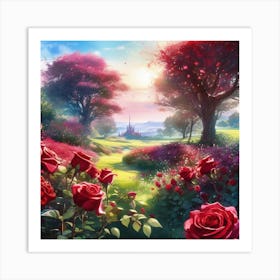 Roses In The Garden Art Print