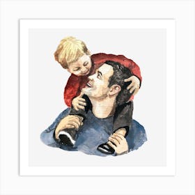 Watercolor Of Father And Son Father's Day 1 Art Print