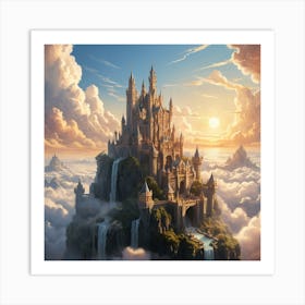 Fantasy Castle Floating Above The Clouds Art Print