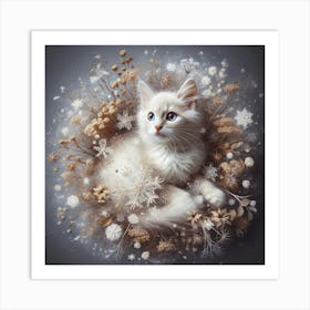 White Kitten In The Snow 1 Art Print