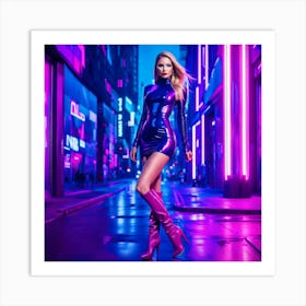 Girl In A Neon Dress Art Print