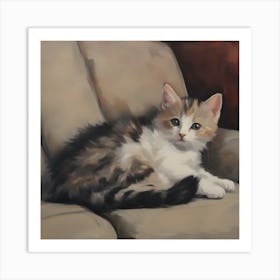 Cat On A Couch 1 Art Print