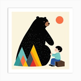 Bear With A Child Art Print