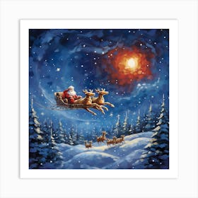 Santa Claus Flying 2 Art Print