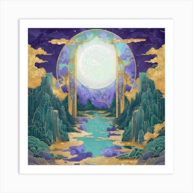 Moon Over The Water Art Print