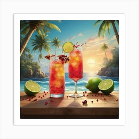 Tropical Cocktail On The Beach 2 Art Print