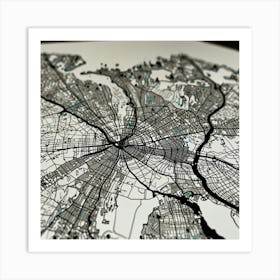 Leonardo Lightning New York White Map Art 3 Art Print