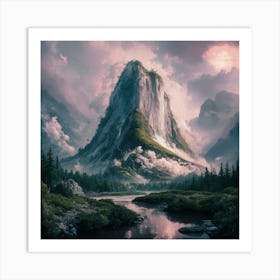 Waterfall In A Mountain Art Print