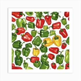 Peppers On A White Background Art Print