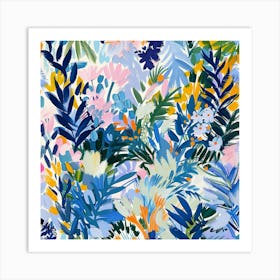 Florals In Blue And Yellow Art Print