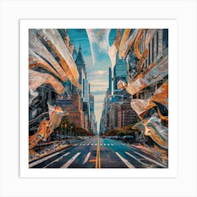 vibrant cityscape with skyscrapers Abstract Photomontage Art Print Art Print