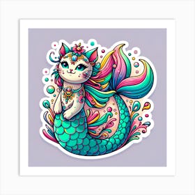 Mermaid Cat 8 Art Print