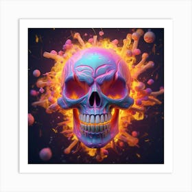 Skull In Flames 2 Art Print