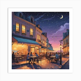 Cafe Terrace At Night (22) Art Print