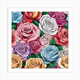 Roses Seamless Pattern 20 Art Print