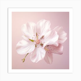 Cherry Blossom On Pink Background Art Print