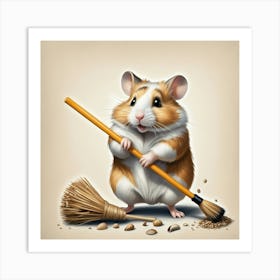 Hamster Cleaning 1 Art Print