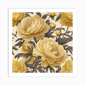 Aesthetic style, Large yellow Peony flower 1 Art Print