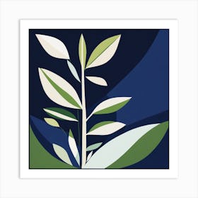 Plant On A Blue Background Art Print