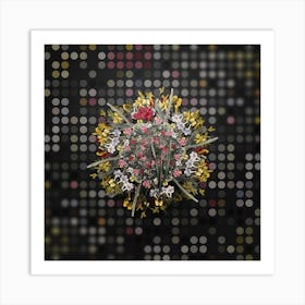 Vintage Ixia Filiformis Flower Wreath on Dot Bokeh Pattern n.0466 Art Print