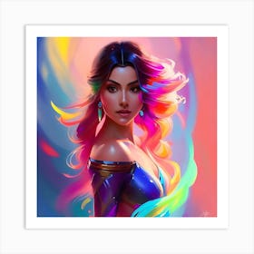 Girl With Rainbow Hair Art Print