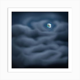 Santa In The Clouds Art Print