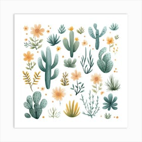 Cactus Set Art Print