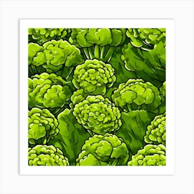 Seamless Pattern Of Broccoli 8 Art Print