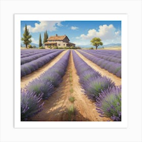 Lavender Field paintings art print Art Print