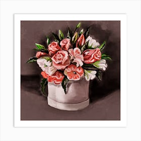 Flowers In A Hat Box Art Print