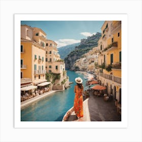 Amalfi Coast Matisse Style, Italy 5 Watercolour Travel Poster Art Print (1) Art Print